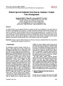 Robust Speech Endpoint Detection in Airplane Cockpit Voice ...