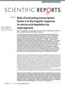 Role of activating transcription factor 4 in the hepatic ...