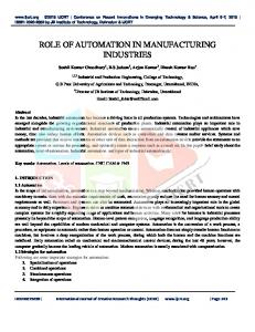 role of automation in manufacturing industries - ijcrt