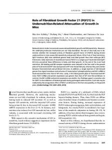 Role of Fibroblast Growth Factor 21 (FGF21) in Undernutrition-Related ...