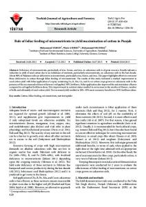 Role of foliar feeding of micronutrients in yield ... - DergiPark