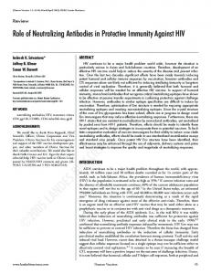 Role of Neutralizing Antibodies in Protective Immunity Against HIV