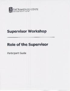 Role of the Supervisor
