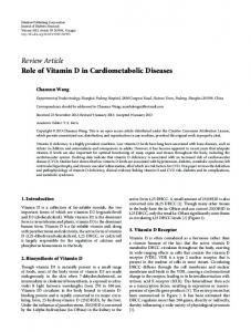 Role of Vitamin D in Cardiometabolic Diseases