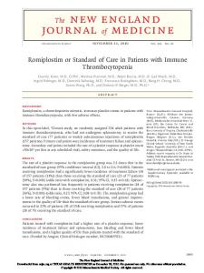 Romiplostim or Standard of Care in Patients with Immune ...