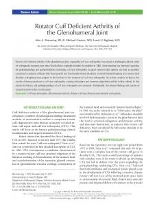 Rotator Cuff Deficient Arthritis of the Glenohumeral Joint - Clinics in ...