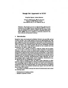 Rough Set Approach to KDD - CiteSeerX