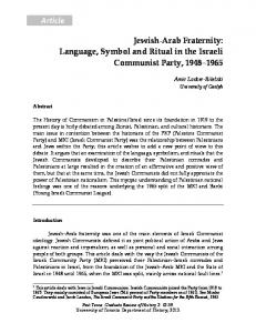 rticle . Jewish-Arab Fraternity: Language, Symbol and Ritual in the