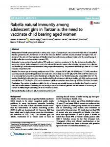 Rubella natural immunity among adolescent girls in Tanzania: the ...