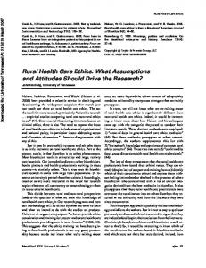 Rural Health Care Ethics: What Assumptions and ... - Semantic Scholar