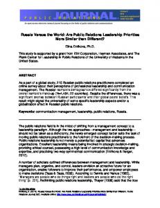 Russia Versus the World: Are Public Relations Leadership Priorities ...