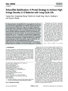 S Batteries with Long Cycle Life - Wiley Online Library