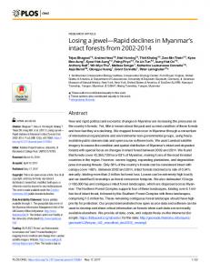 s intact forests from 2002-2014 - PLOS