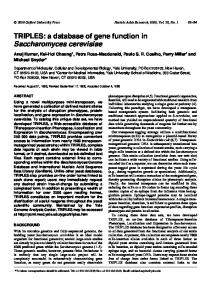 Saccharomyces cerevisiae - BioMedSearch