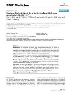 Safety and tolerability of the antimicrobial peptide human lactoferrin 1 ...