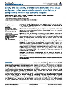 Safety and tolerability of theta burst stimulation vs ... - Semantic Scholar