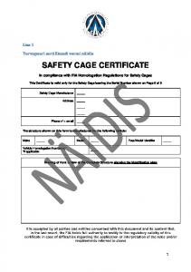 SAFETY CAGE CERTIFICATE