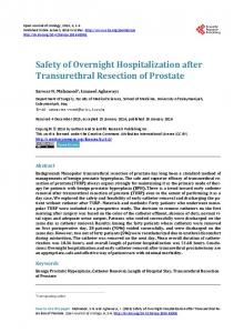 Safety of Overnight Hospitalization after Transurethral Resection of ...