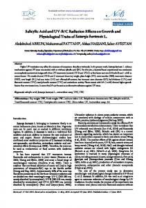 Salicylic Acid and UV-B/C Radiation Effects on ...