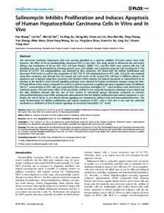 Salinomycin Inhibits Proliferation and Induces ... - Semantic Scholar