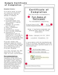 sample certificate of completion