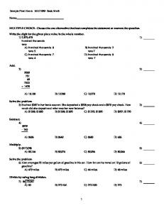 Sample Final Exam MAT 090-Basic Math ...