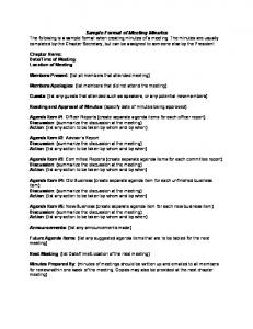 Sample Format of Meeting Minutes