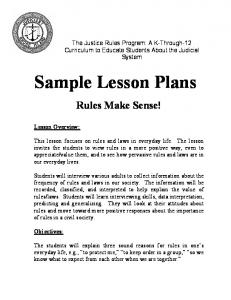 Sample Lesson Plans