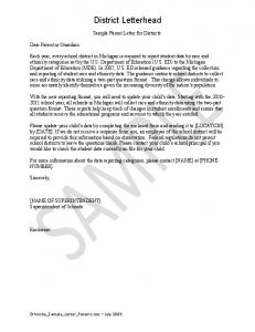 Sample Parent Letter