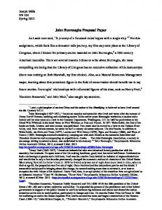 Sample Proposal: John Burroughs Proposal Paper
