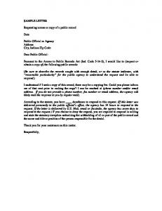 Sample Records Request Letter