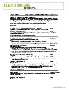 Sample Resume: Entry Level