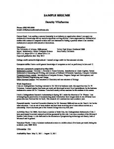 SAMPLE RESUME