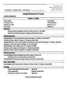 Sample Resumes for Nurses