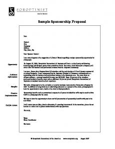 Sample Sponsorship Proposal