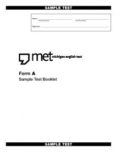 Sample Test A Test Booklet