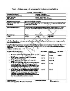 Sample Treatment Plan