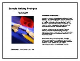 Sample Writing Prompts Fall 2009