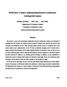 SANALDA: A Source Authenticating Network Architecture ... - CiteSeerX