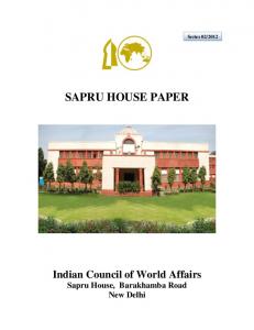 SAPRU HOUSE PAPER - Indian Council of World Affairs, ICWA