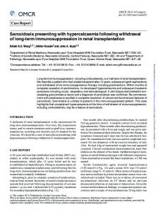 Sarcoidosis presenting with hypercalcaemia following ...