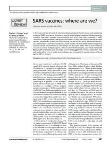 SARS vaccines: where are we?