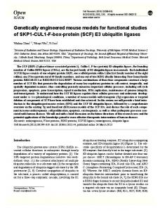 (SCF) E3 ubiquitin ligases - BioMedSearch