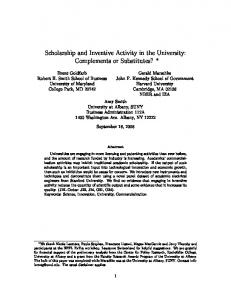 Scholarship and Inventive Activity in the University: Complements or