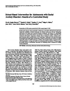 School-Based Intervention for Adolescents with Social ... - Springer Link