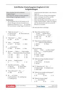 Schriftlicher Einstufungstest Englisch A1/A2 Aufgabenbogen