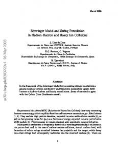 Schwinger Model and String Percolation in Hadron-Hadron and ...