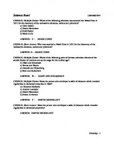 Science Bowl Chemistry Questions