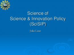 Science of Science & Innovation Policy (SciSIP) - OECD.org