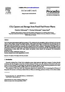 ScienceDirect CO2 Capture and Storage from Fossil Fuel Power Plants